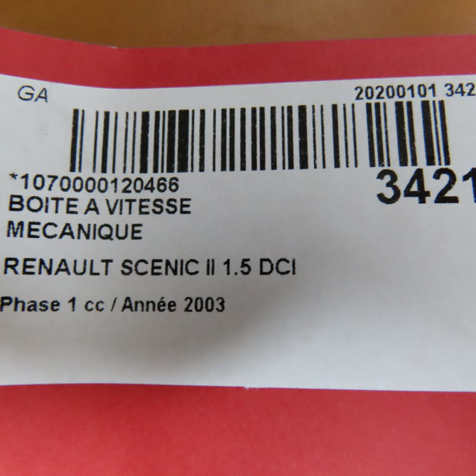 Boîte à vitesse mecanique occasion RENAULT SCENIC II Phase 1 03-2004->09-2006 1.5 DCI 80ch 7701723234 6