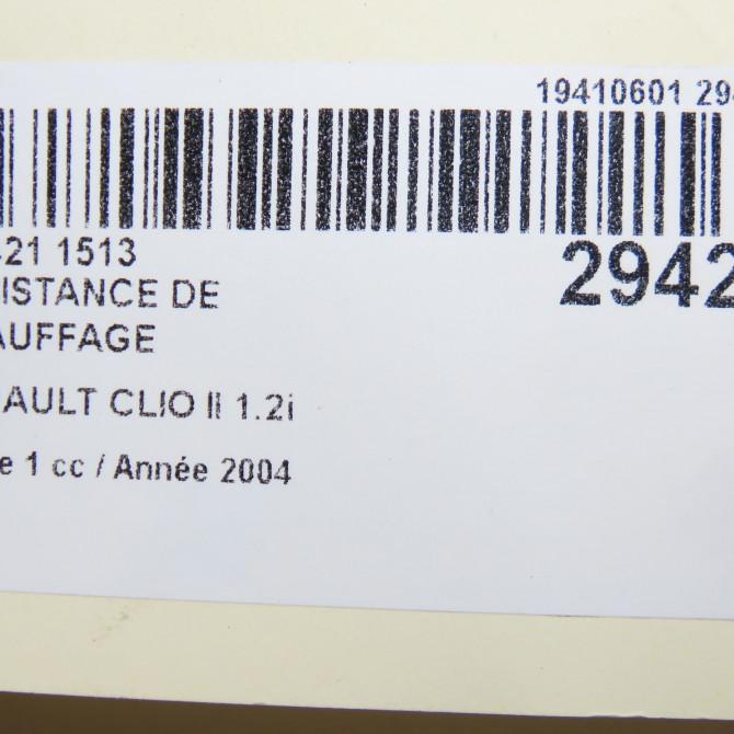 Resistance de chauffage occasion RENAULT CLIO II Phase 1 03-1998->06-2001 1.2i 7701067033 5