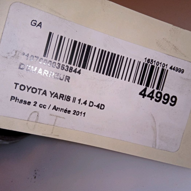 Démarreur occasion TOYOTA YARIS II Phase 2 01-2009->05-2011 1.4 D-4D 90ch 281000N05084 5