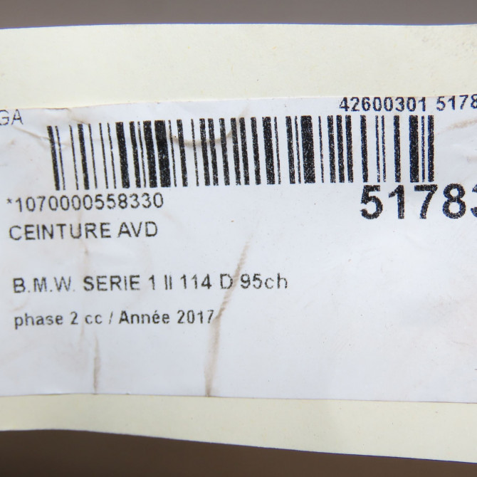 Ceinture avant droite occasion B.M.W. SERIE 1 II phase 2 03-2015->... 114 D 95ch 72117243308 4