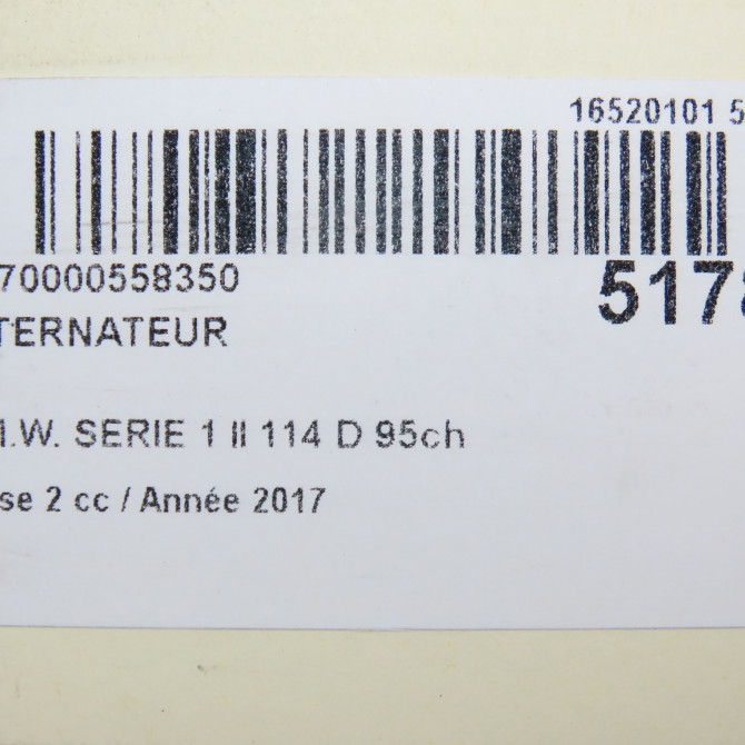 Alternateur occasion B.M.W. SERIE 1 II phase 2 03-2015->... 114 D 95ch 12318626087 8