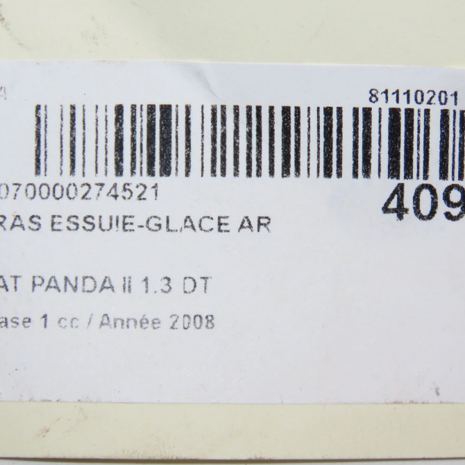 Bras essuie-glace arrière occasion FIAT PANDA II Phase 1 09-2003->12-2012 1.3 DT MULTIJET 16v 70ch 4