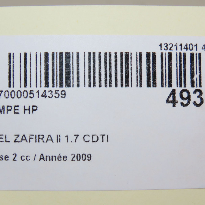 Pompe hp occasion OPEL ZAFIRA II Phase 2 01-2008->12-2014 1.7 CDTI 125ch 95521577 7