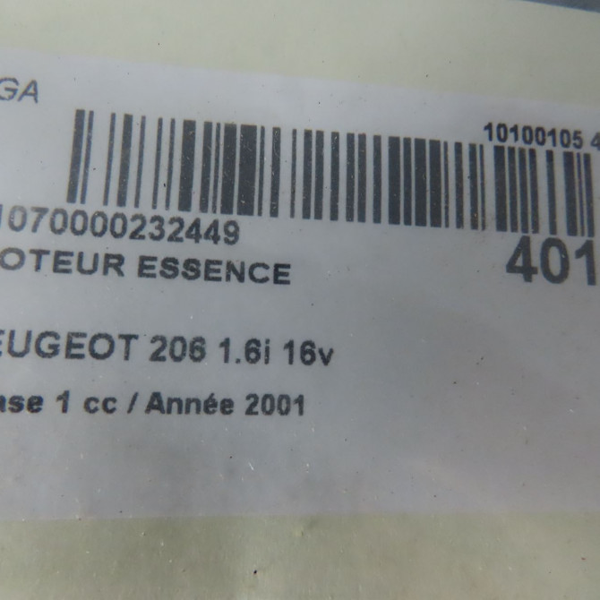 Moteur essence occasion PEUGEOT 206 Phase 1 09-1998->03-2009 1.6i 16v 1353X 6