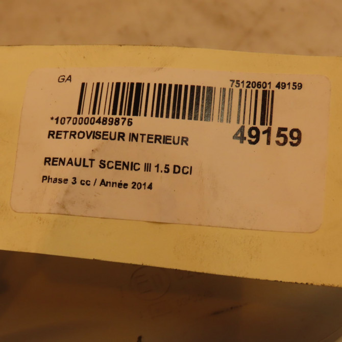 Retroviseur interieur occasion RENAULT SCENIC III Phase 3 04-2013->... 1.5 DCI 110ch 963210001R 4