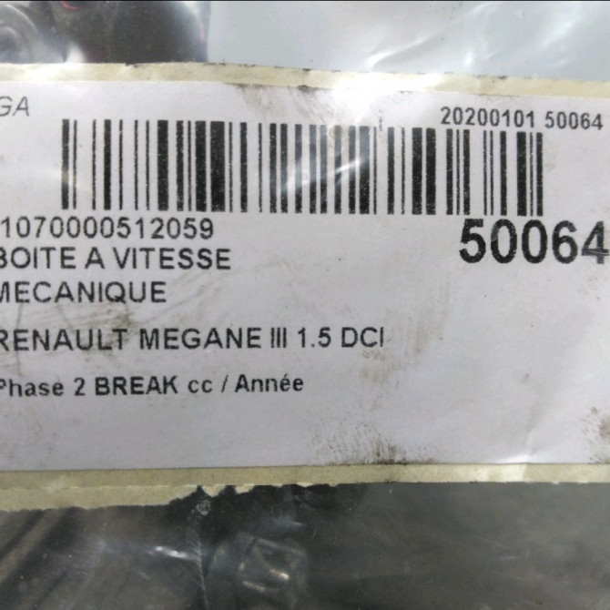 Boîte à vitesse mecanique occasion RENAULT MEGANE III Phase 1 04-1995->04-1999 1.5 DCI 110ch 320105557R 6
