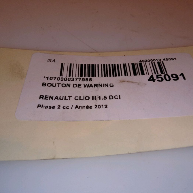 Bouton de warning occasion RENAULT CLIO III Phase 2 03-2009->12-2014 1.5 DCI 75ch 252103766R 4
