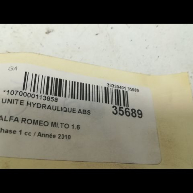 Unité hydraulique ABS occasion ALFA ROMEO MI.TO MI.TO Phase 1 2008-09-01->2016-12-31 1.6 JTDm 120ch 71754701 4