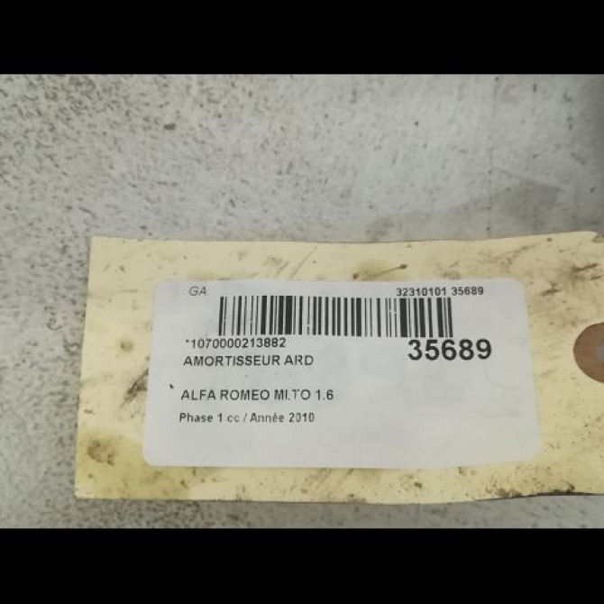 Amortisseur arrière droit occasion ALFA ROMEO MI.TO MI.TO Phase 1 2008-09-01->2016-12-31 1.6 JTDm 120ch 50516724 3