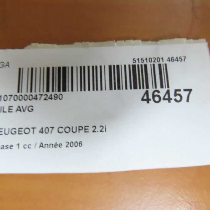 Aile avant gauche occasion PEUGEOT 407 COUPE Phase 1 10-2005->12-2011 2.2i 163ch 7840Q5 6