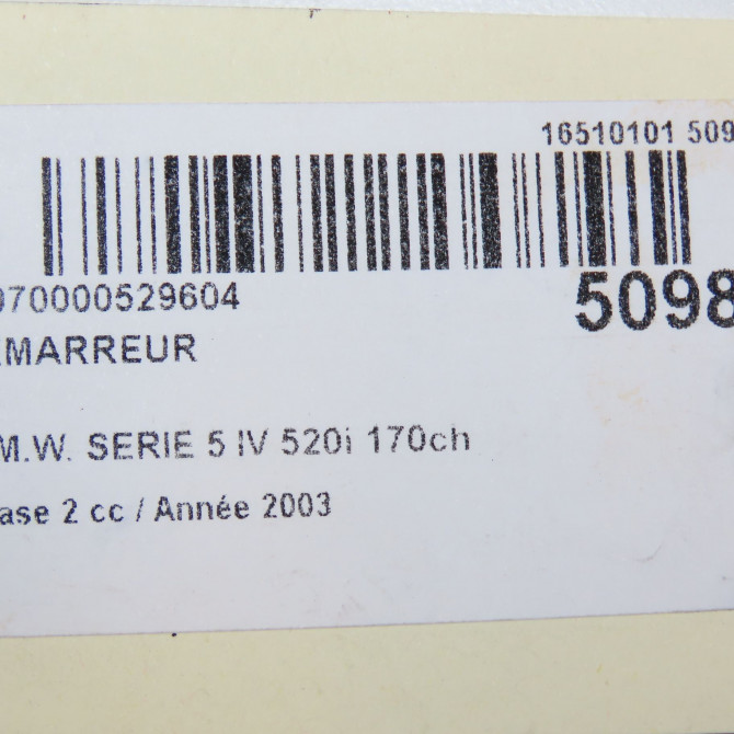 Démarreur occasion B.M.W. SERIE 5 IV Phase 2 07-2000->07-2003 520i 170ch 12412354693 7
