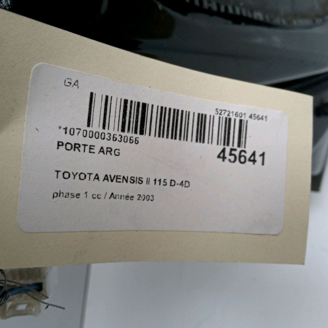 Porte arrière gauche occasion TOYOTA AVENSIS II phase 1 05-2003->08-2006 115 D-4D 6700405110 3
