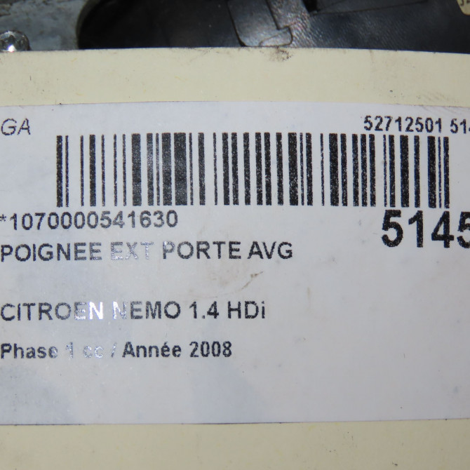 Poignee ext porte avg occasion CITROEN NEMO Phase 1 09-2008->... 1.4 HDi 9143V7 4