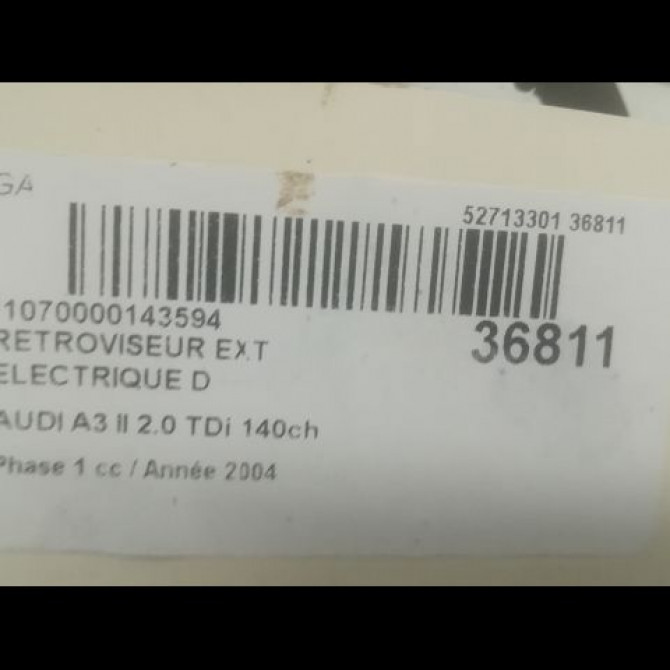 Retroviseur exterieur electrique droit occasion AUDI A3 II Phase 1 06-2003->06-2008 2.0 TDi 140ch 8P1858532G01C 3