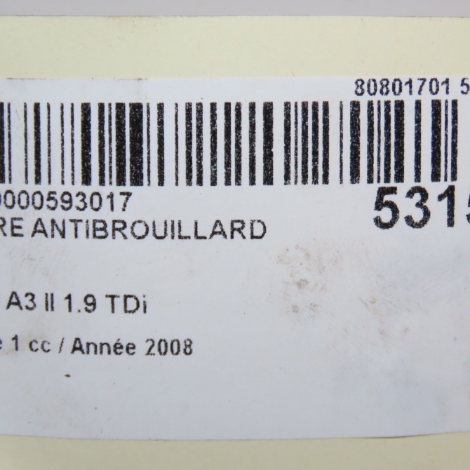 Phare antibrouillard avant droit occasion AUDI A3 II Phase 1 06-2003->06-2008 1.9 TDi 8P0941700A 5