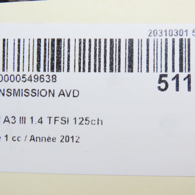 Transmission avant droite occasion  5Q0407272C 6