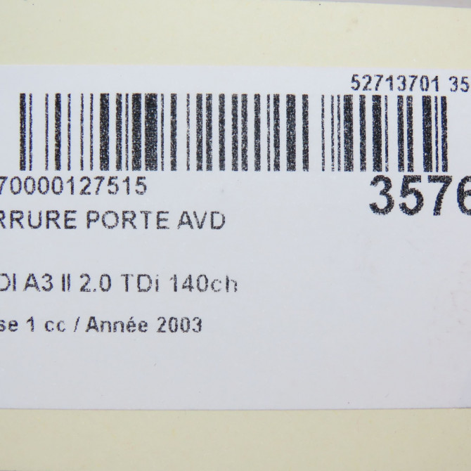 Serrure porte avd occasion AUDI A3 II Phase 1 06-2003->06-2008 2.0 TDi 140ch 4E1837016 7