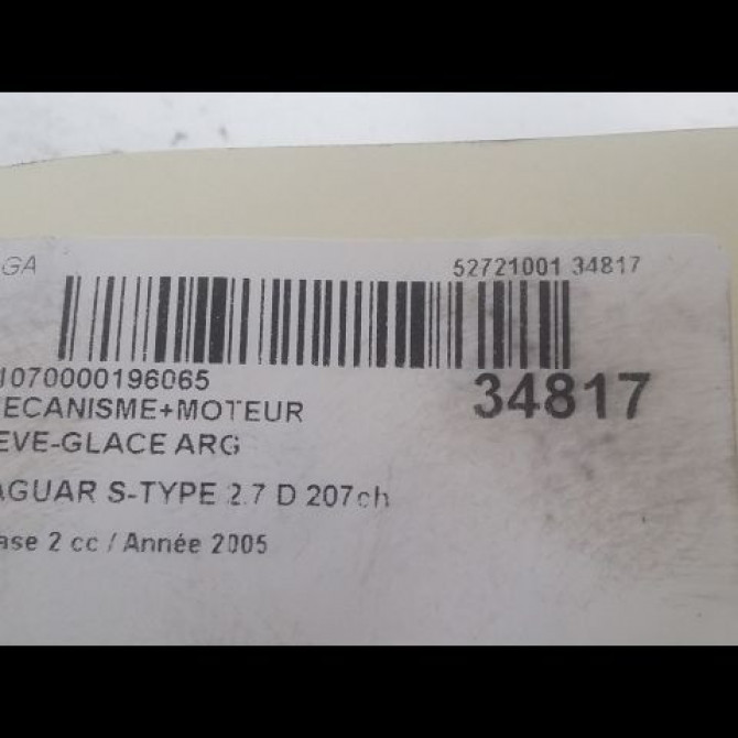Mecanisme+moteur leve-glace arg occasion JAGUAR S-TYPE Phase 2 01-2002->12-2007 2.7 D 207ch XR841312 3