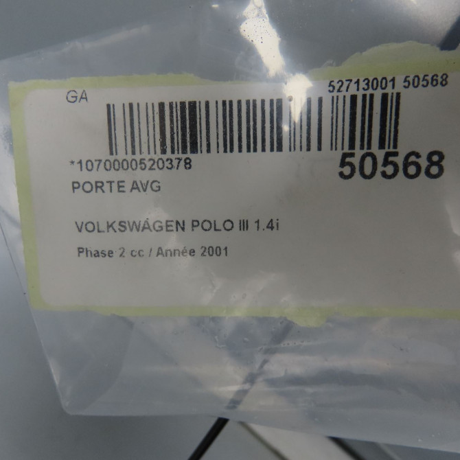 Porte avant gauche occasion VOLKSWAGEN POLO III Phase 2 11-1999->12-2001 1.4i 8v 60ch 6N4831055F 7
