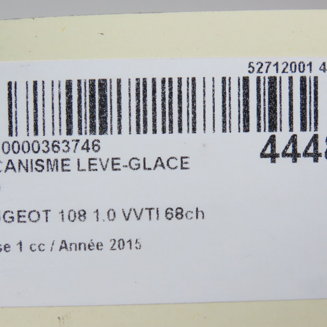 Mécanisme lève-glace avant droit occasion PEUGEOT 108 Phase 1 06-2014->... 1.0 VVTI 68ch B001019680 5