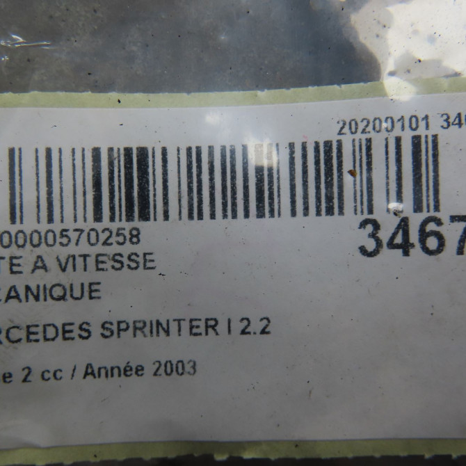 Boîte à vitesse mecanique occasion MERCEDES SPRINTER I Phase 2 03-2000->06-2006 2.2 CDI 109ch 6