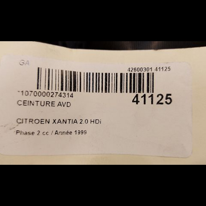 Ceinture avant droite occasion CITROEN XANTIA Phase 2 12-1997->06-2001 2.0 HDi 110ch 8973V9 4