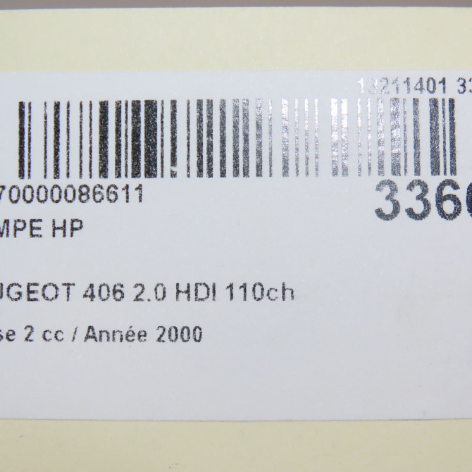 Pompe hp occasion PEUGEOT 406 Phase 2 04-1999->04-2004 2.0 HDI 110ch 7