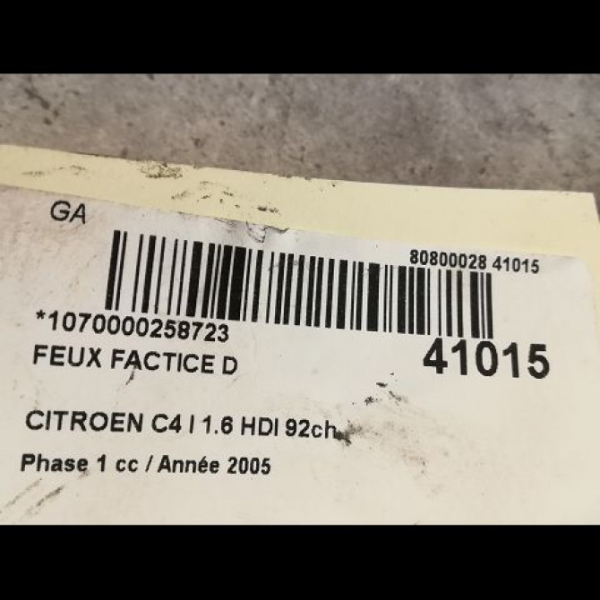 Feux factice d occasion CITROEN C4 I Phase 1 11-2004->07-2008 1.6 HDI 92ch 3