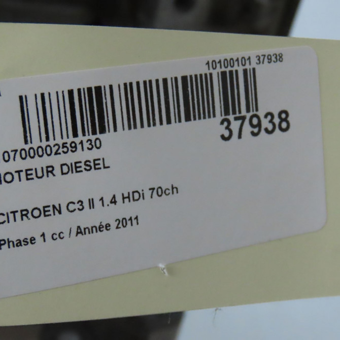 Moteur diesel occasion CITROEN C3 II Phase 1 11-2009->02-2013 1.4 HDi 70ch 135RP 6