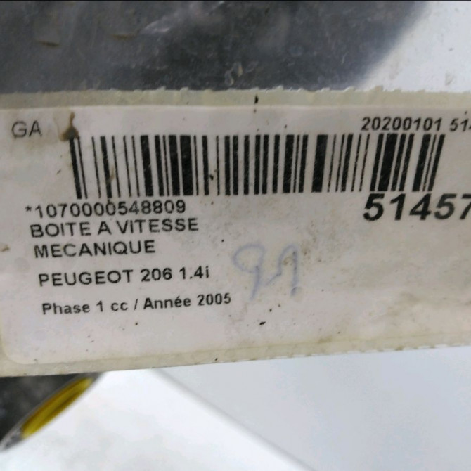 Boîte à vitesse mecanique occasion PEUGEOT 206 Phase 1 09-1998->03-2009 1.4i 2222S7 6