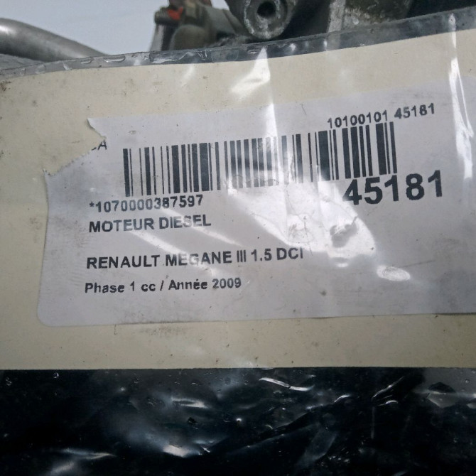 Moteur diesel occasion RENAULT MEGANE III Phase 1 11-2008->01-2012 1.5 DCI 85ch 100018547R 6
