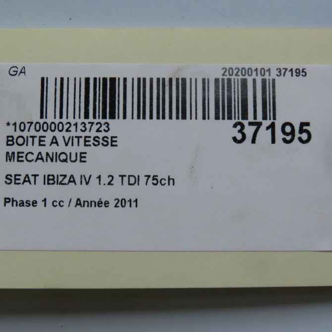 Boîte à vitesse mecanique occasion SEAT IBIZA IV Phase 1 05-2008->01-2012 1.2 TDI 75ch 2R300042R 6