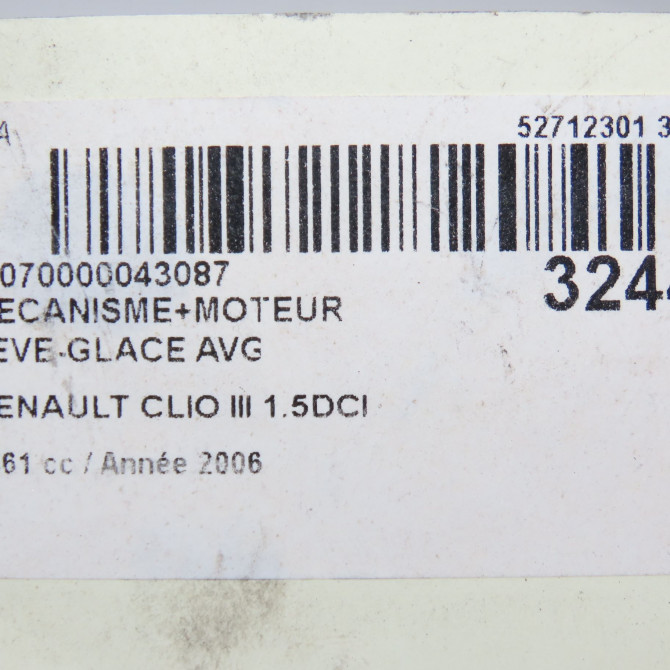 Mecanisme+moteur leve-glace avg occasion RENAULT CLIO III Phase 1 09-2005->03-2009 1.5 DCI 70ch 8200826167 6