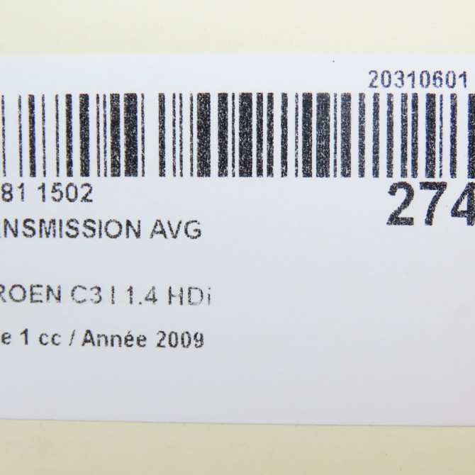 Transmission avant gauche occasion CITROEN C3 I Phase 1 04-2002->10-2005 1.4 HDi 00003272SG 6