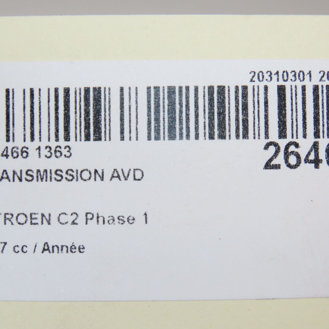 Transmission avant droite occasion CITROEN C2 Phase 1 09-2003->10-2008 00003273SX 5