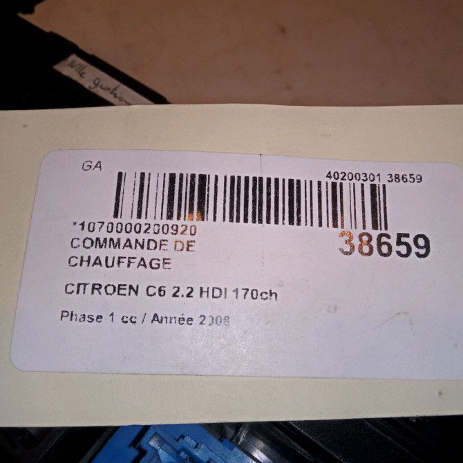 Commande de chauffage occasion CITROEN C6 Phase 1 12-2005->03-2013 2.2 HDI 170ch 4