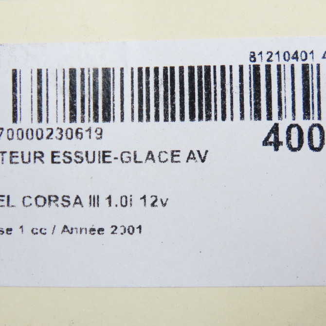 Moteur essuie-glace avant occasion OPEL CORSA III Phase 1 10-2000->08-2003 1.0i 12v 23001902 6