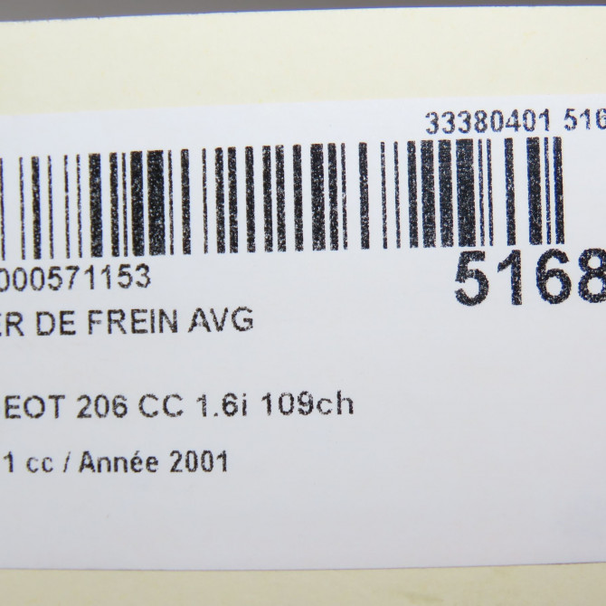 Etrier de frein avant gauche occasion PEUGEOT 206 CC Phase 1 10-2000->03-2007 1.6i 109ch 4400P2 6