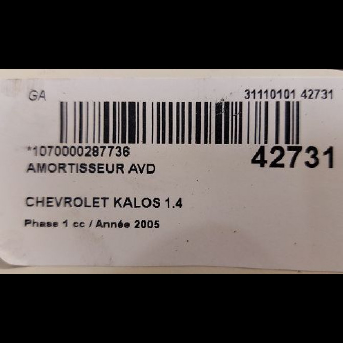 Amortisseur avant droit occasion CHEVROLET KALOS Phase 1 03-2005->05-2008 1.4 85ch 96980827 2