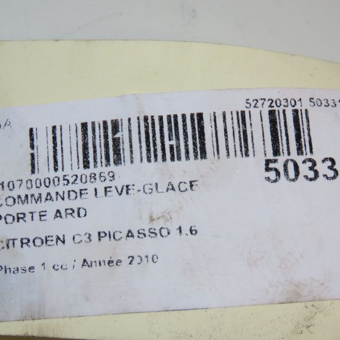 Commande leve-glace porte arrière droite occasion CITROEN C3 PICASSO Phase 1 02-2009->08-2012 1.6 HDi 16v 90ch 6554QN 4
