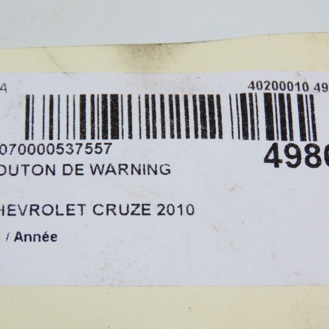 Bouton de warning occasion CHEVROLET CRUZE Phase 1 03-2009->... 95214143 4