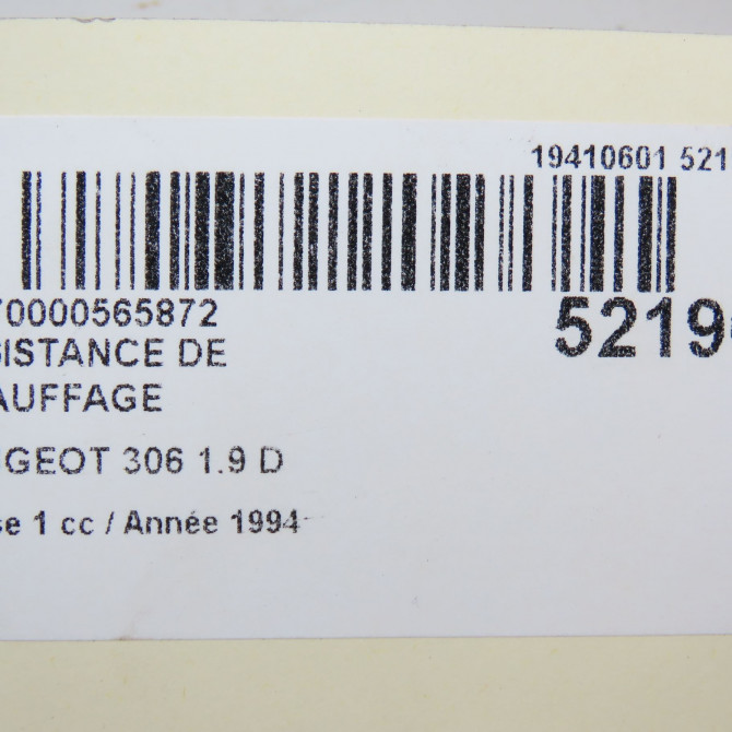 Resistance de chauffage occasion PEUGEOT 306 Phase 1 09-1994->03-1997 1.9 D 6450P7 4