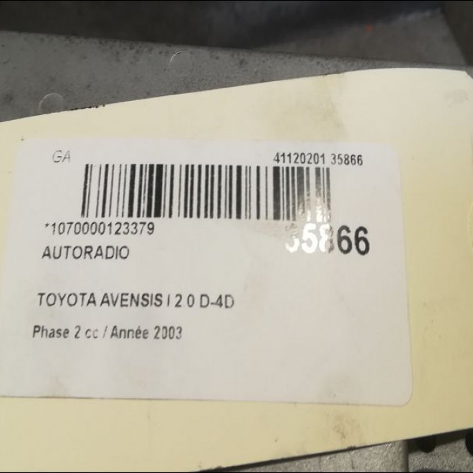 Autoradio occasion TOYOTA AVENSIS I Phase 2 09-2000->05-2003 2.0 D-4D 8612005070 5