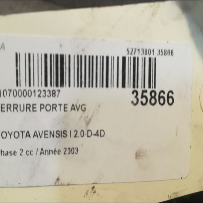 Serrure porte avg occasion TOYOTA AVENSIS I Phase 2 09-2000->05-2003 2.0 D-4D 6904002151 3