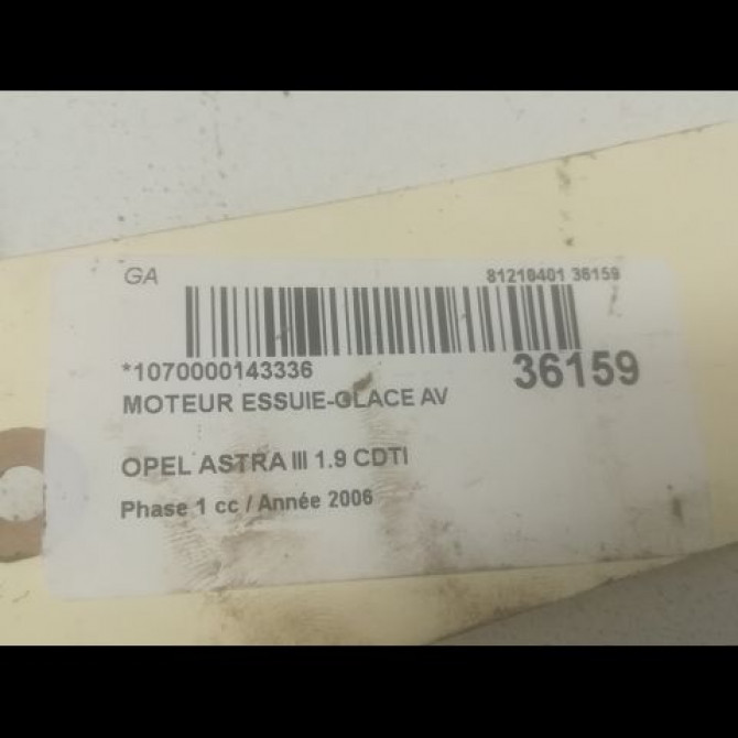 Moteur essuie-glace avant occasion OPEL ASTRA III ASTRA III Phase 1 2004-04-01->2006-12-31 1.9 CDTI 120ch 93179149 3