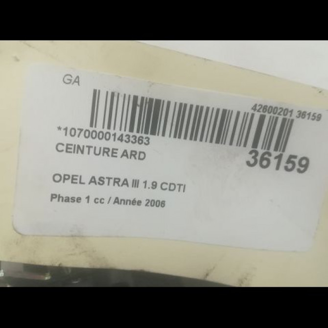 Ceinture arrière droite occasion OPEL ASTRA III ASTRA III Phase 1 2004-04-01->2006-12-31 1.9 CDTI 120ch 13253564 4