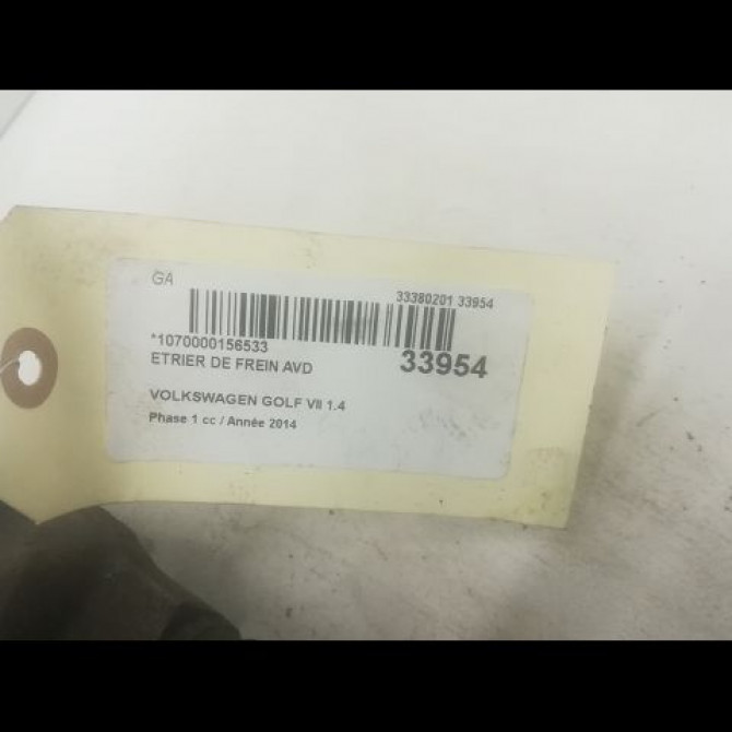 Etrier de frein avant droit occasion VOLKSWAGEN GOLF VII GOLF VII Phase 1 2012-10-01->2017-06-30 1.4 TSI 150ch 5G0615124D 3