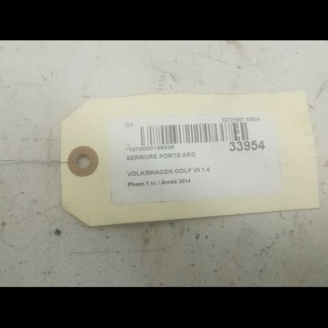 Serrure porte ard occasion VOLKSWAGEN GOLF VII GOLF VII Phase 1 2012-10-01->2017-06-30 1.4 TSI 150ch 5K4839016AG 3