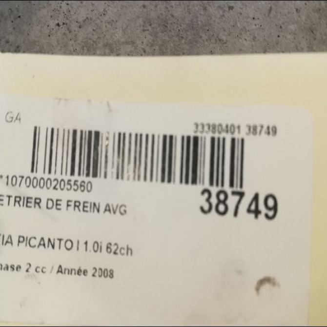 Etrier de frein avant gauche occasion KIA PICANTO I Phase 2 01-2008->03-2011 1.0i 62ch 5811007500 3