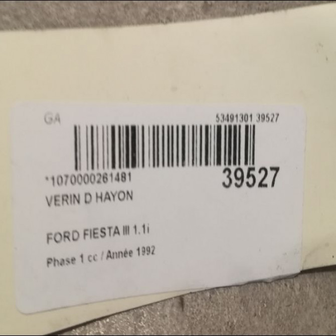 Verin droit hayon occasion FORD FIESTA III Phase 1 03-1989->01-1994 1.8 D 2
